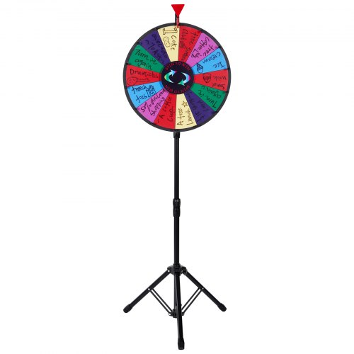 Præmiehjul, 45 cm diameter, 14 felter, justerbar højde 117x155 cm, farve, akryl, spil