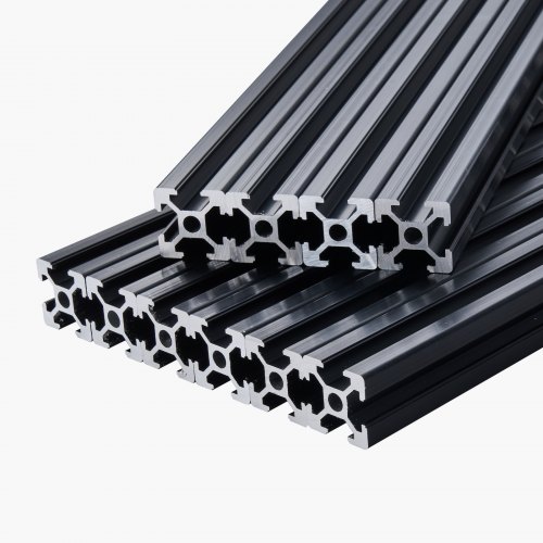 Aluminium ekstruderet profil, 1200x20x20 mm, Sort, Anodiseret aluminium