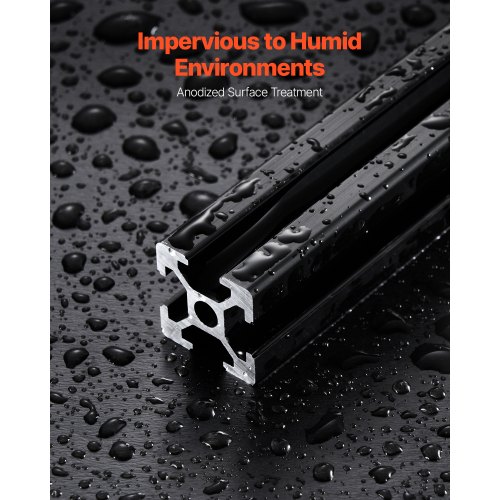 Aluminium ekstruderet profil, 1200x20x20 mm, sort, højstyrkeskinne