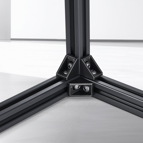 Aluminium ekstruderet profil, 1200x20x20 mm, sort, højstyrkeskinne