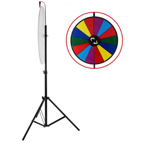 Præmiehjul, 61 cm diameter, 14 felter, justerbart stativ, tør-slet, spil