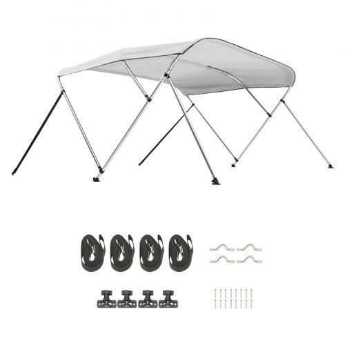 Båd Bimini-top, 600D polyester baldakin, 183x137-152x117 cm, lysegrå