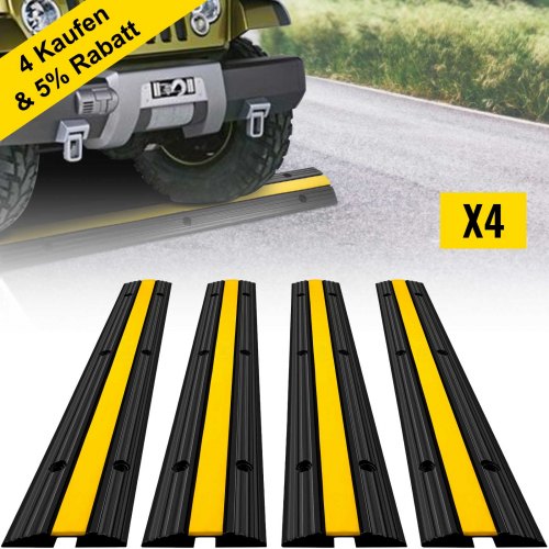 Kabelbeskytter rampe, 4-pak, 102x15,5x3 cm, sort gul, gummi