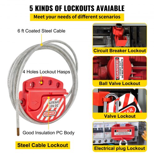 Lockout Tagout Sæt, 42 dele, 40x24x24 cm, Elektriske Sikkerhedsværktøjer