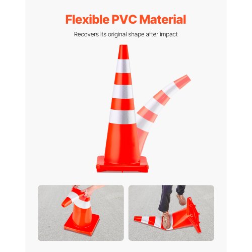 Trafikkegle, 90x37x37 cm, Orange, PVC