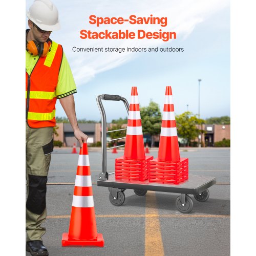 Trafikkegle, 90x37x37 cm, Orange, PVC