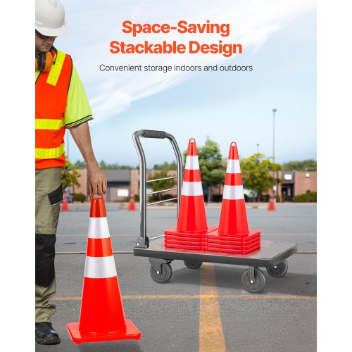 Trafikkegle, 73x33x33 cm, Orange, PVC