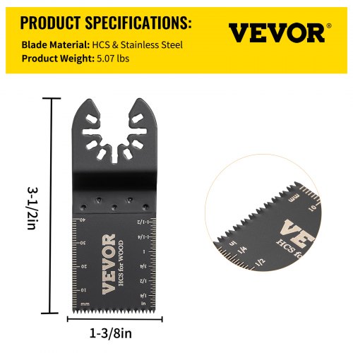 Oscillerende savklinge sæt, 100 stk., 3,5 cm, træ plast, HCS