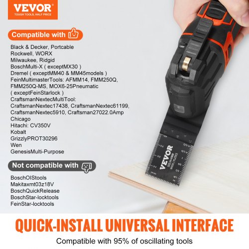 Oscillerende savklinger, 50 stk., universel quick release, træ plast aluminium