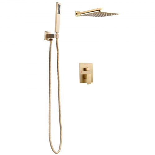 Duschblandare set, Regndusch badrumssystem 55,5x30x7 cm, Borstad guld, Metall