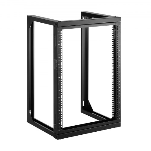 Server Rack, 15U vægmonteret åbent stel, 52x45,5 cm, sort, kulstofstål