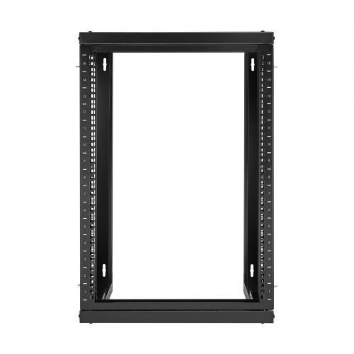 Server Rack, 15U vægmonteret åbent stel, 52x45,5 cm, sort, kulstofstål