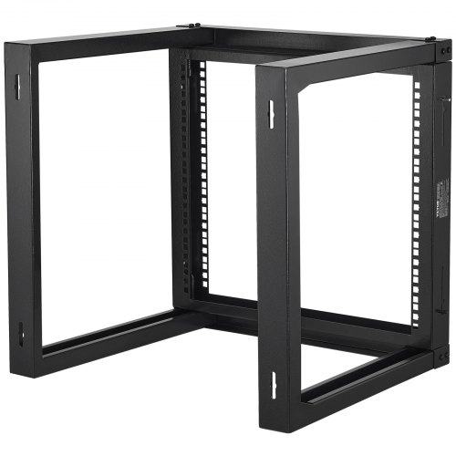 Väggmonterat serverrack, 9U öppet ramverk, 53x45x52 cm, svart, stål