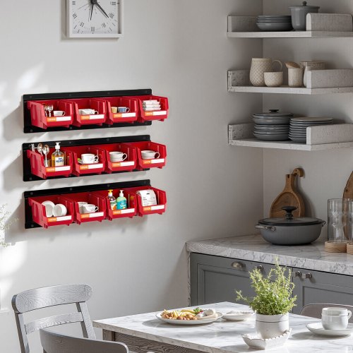 Væghængte opbevaringskasser, 13,7x10,5x7,5 cm, Rød, Plast opbevaring