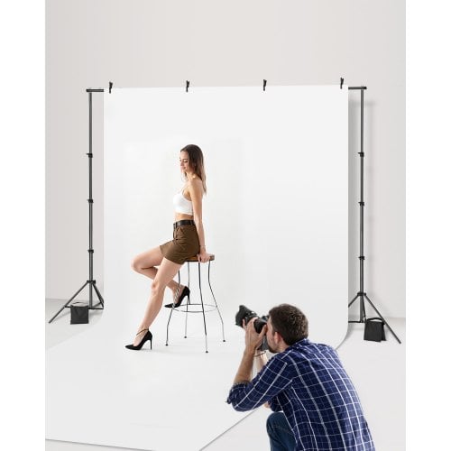 Baggrundsstativ, Justerbart fotobaggrundsstativsæt, 213x300 cm, Sort, Stål