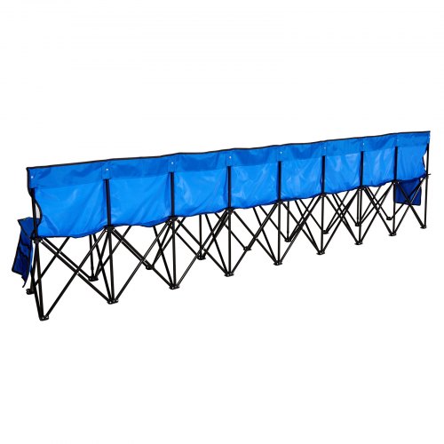 Sammenklappelig bænk, 330x45x82 cm, Blå, 8-sæders transportabel siddeplads