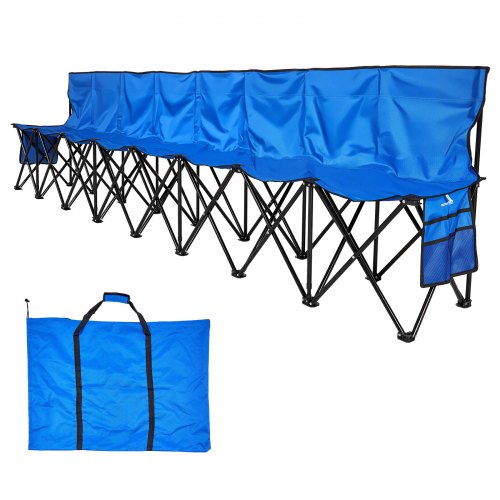 Sammenklappelig bænk, 330x45x82 cm, Blå, 8-sæders transportabel siddeplads