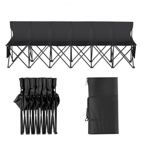 Sammenklappelig bænk, 239x44x83.5 cm, Sort, 600D Oxford-stof
