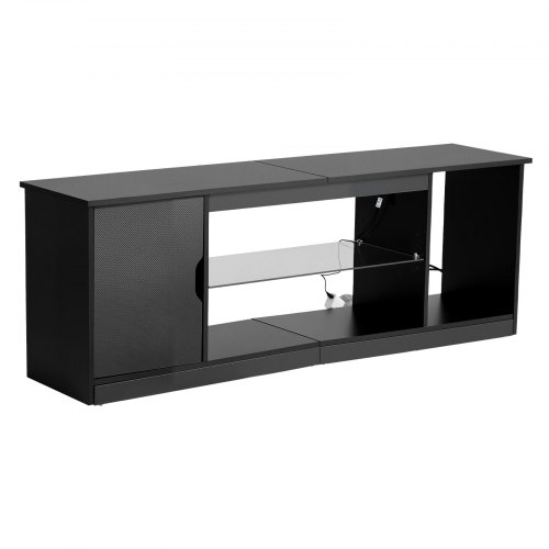 TV-taso, 148x35x52,5 cm, musta, puinen säilytys
