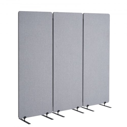 Rumdeler, 3-panel PET polyester lydisolerende foldevæg, 184x35x165,5 cm, grå