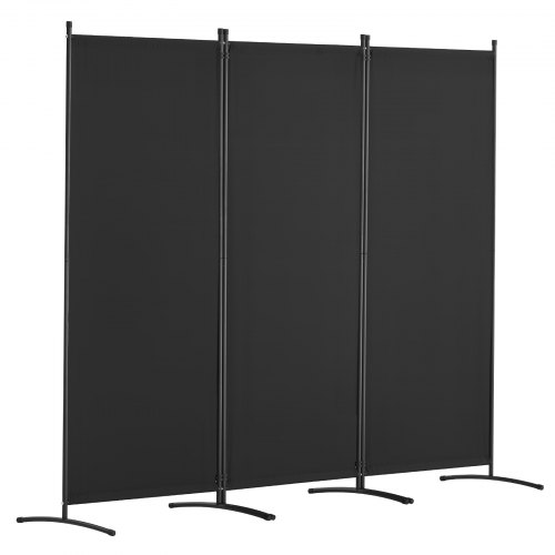 Rumdeler, 3-panel foldbar afskærmningsskærm, 228x52x184 cm, sort, stof