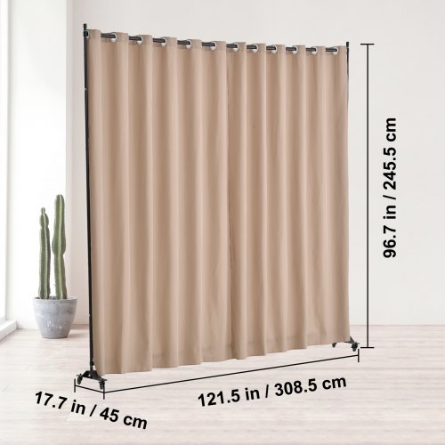 Rumsavdelare, 308.5x45x245.5 cm, Brun, Portabelt tyg