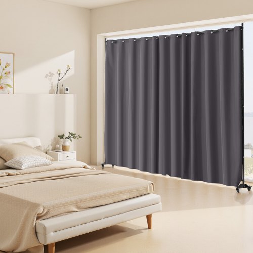 Rumdeler, 308,5x45x245,5 cm, Grå, Bærbar panel med hjul