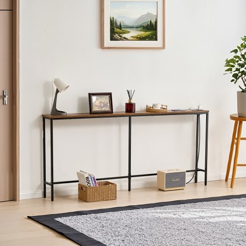 Konsolbord, 180x20x80 cm, Brun, Metallram