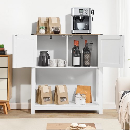 Kaffebar Skab, 80x35x88 cm, Brun Hvid, Opbevaring