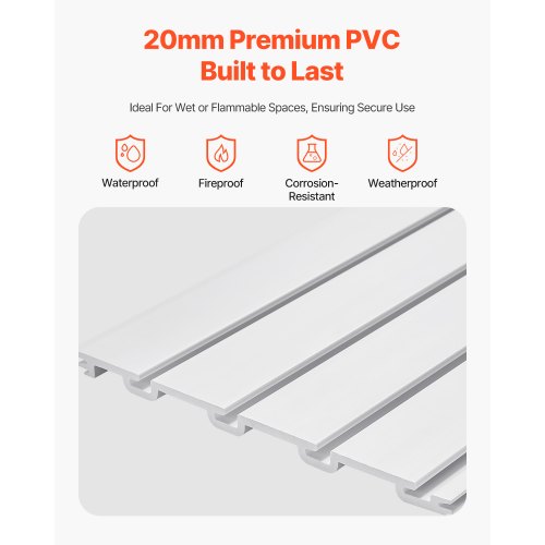 Lamellvægpanel, 1230x1235x20 mm, Hvid, PVC Opbevaring