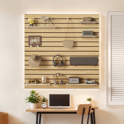 Lamellvægpanel, 122x122x1,8 cm, Bøgetræ, MDF opbevaring