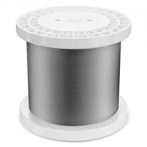 Wire Rope Kit, 1000 ft 316 rustfrit stålkabel 3,2 mm, sølv, med skærer og handsker