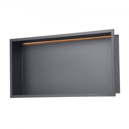 Bruseniche 33x63,5x10,2 cm Sort Rustfrit Stål LED Opbevaring
