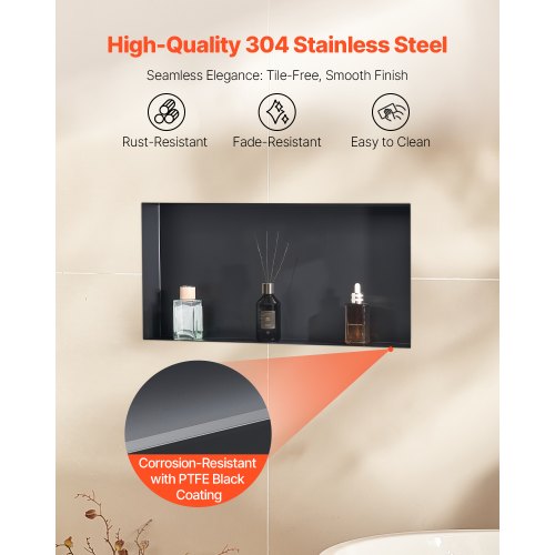 Bruseniche 33x63,5x10,2 cm Sort Rustfrit Stål Opbevaring