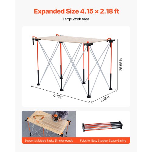Fällbart arbetsbord, 126,6x66,5x73,3 cm, Förvaringsväska, Aluminium