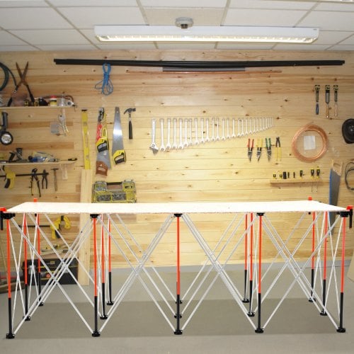 Sammenklappeligt arbejdsbord, 245.5x126x73.3 cm, opbevaringstaske, aluminium