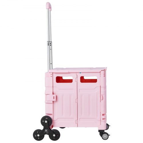 Verktygsvagn, 65L hopfällbar trappklättrande vagn, 51,2x48x89,7 cm, rosa