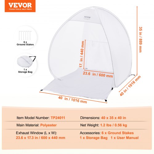 Spraymalingstelt, 101,6x88,9x101,6 cm, Bærbar, Pop-up, Polyester