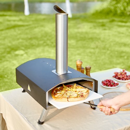 Udendørs pizzaovn, 54x41x69 cm, sort, rustfrit stål