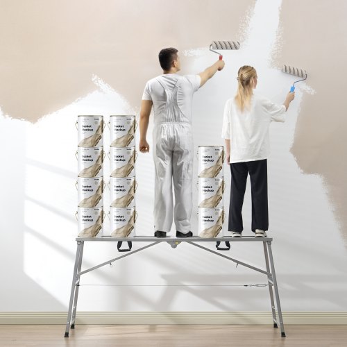 Arbejdsplatform, Justerbar højde sammenklappelig trappestige, 140x38x90 cm, legeret stål