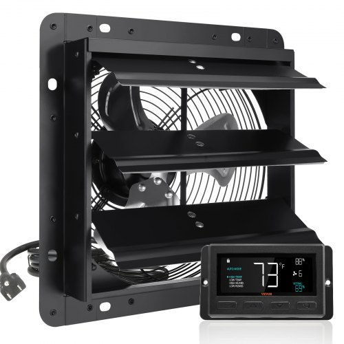 Udsugningsventilator, 32,5x32,5x20 cm, Sort, Metal, Ventilation