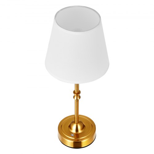 Bordlampe, 16x16x40 cm, Guld, Stoffskærm