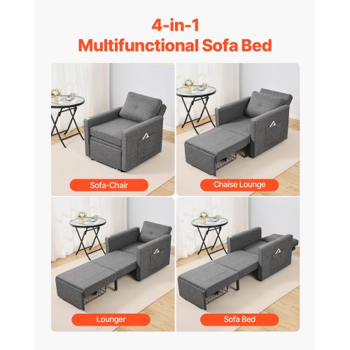 Sovesofa, 87,2x81x81 cm, Grå, Linnedstof