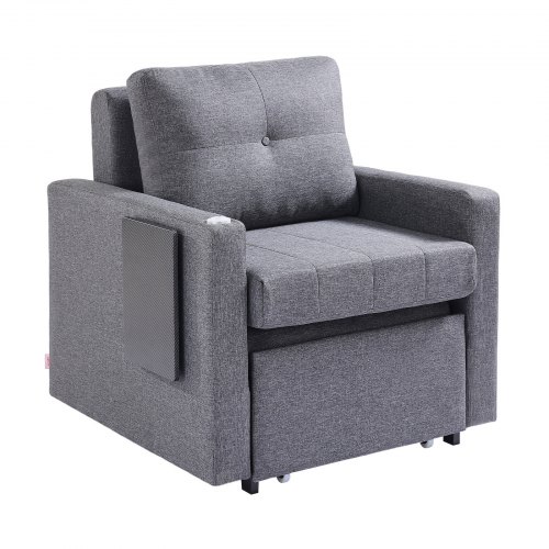 Sovesofa, 87,2x81x81 cm, Grå, Linnedstof