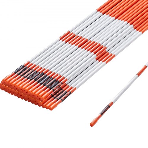 Indkørselsmarkører, 50 stk., 121,5x0,79 cm, orange, glasfiber, reflekterende tape