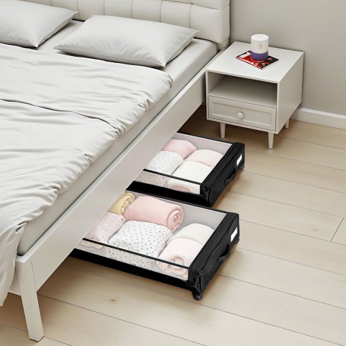 Opbevaringsboks under sengen, 77x47x17,3 cm, klar, med hjul, opbevaring