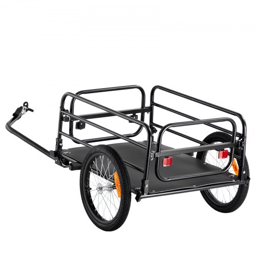 Cykel Lastvagn, 141x73x55 cm, Svart, Fällbar Stål