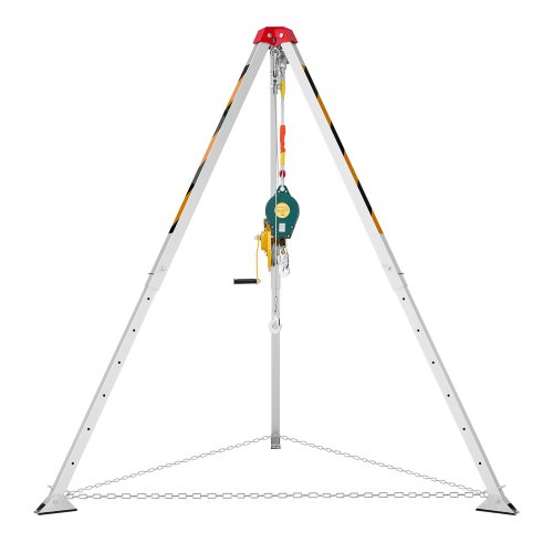 Pelastuskolmijalkasarja, 134x215 cm säädettävät jalat, 19,8 m kaapeli, teräs-alumiini