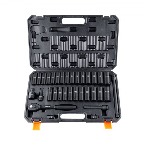 Slagnøglesæt, 33 dele 1/2" firkantet drev SAE 3/8"-1" metrisk 10-24mm, 51,5x33x6,5 cm, legeret stål