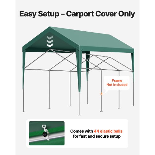 Carport erstatningsdug 6,09x3,05x2,87 m, grøn, vandtæt, kraftig